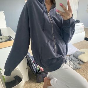 brandy melville oversized zip up dark blue